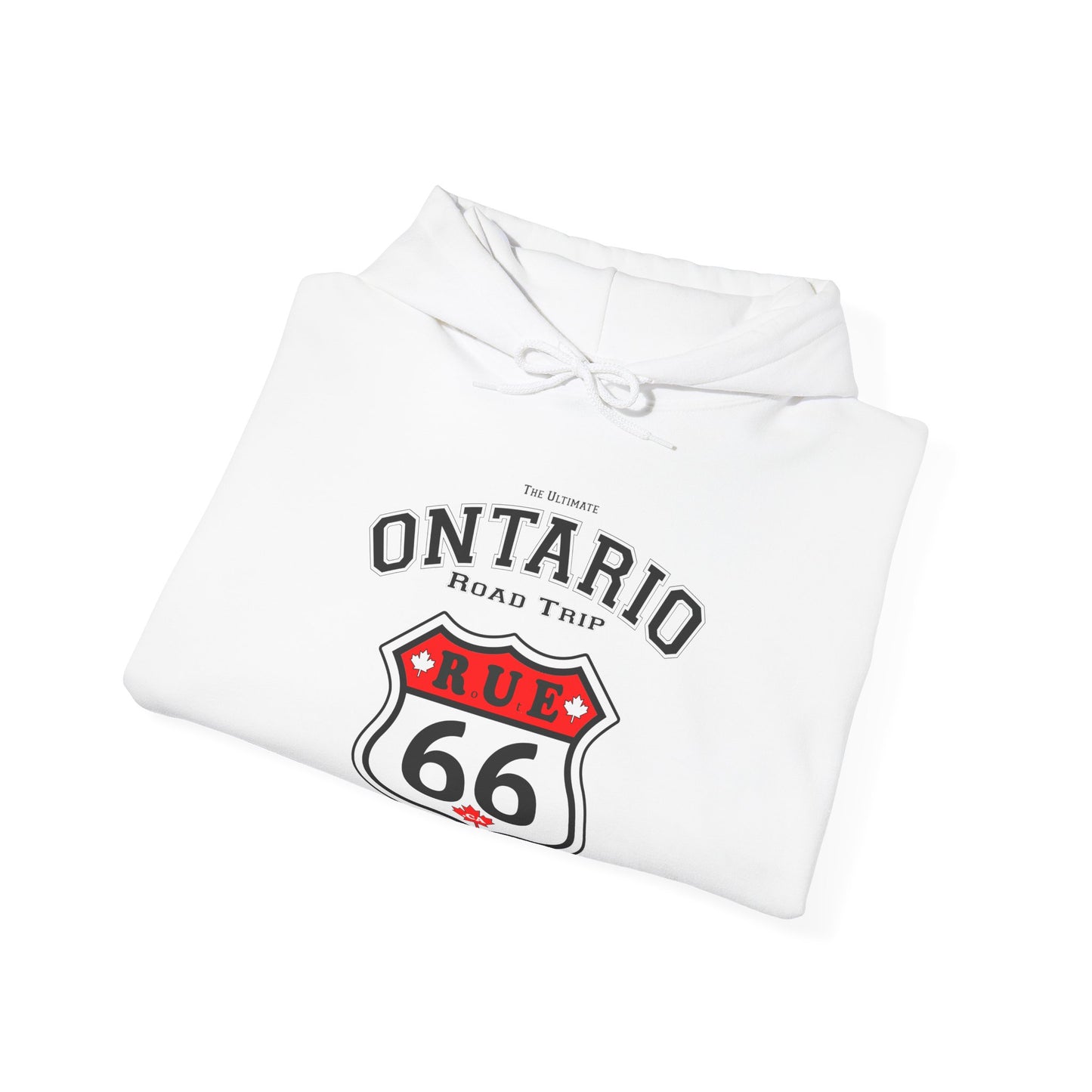 Ontario Road Trip White | Rue66.ca 100% Authentic | Cozy Camping Hoodie | Unisex Hooded Sweatshirt for Nature Lovers, Casual Wear, Gift for Him/Her, Outdoor Adventures, Cozy...