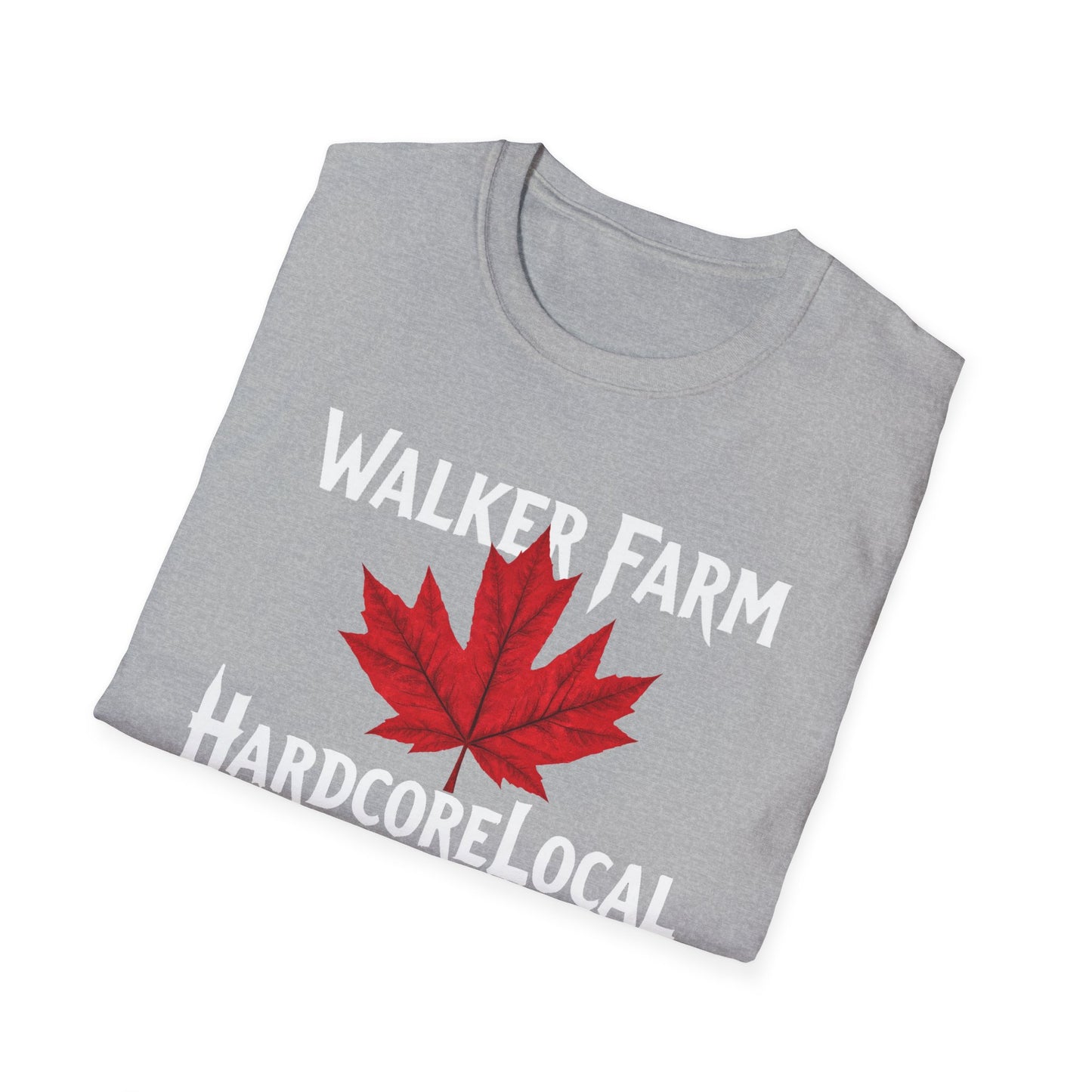 Walker Farm Hardcore Local Red Leaf, We Support Our Own, 1 T-Shirt, Softstyle Graphic Tee, Unisex Casual Wear, Support Local Merch, Gift for Community Lovers