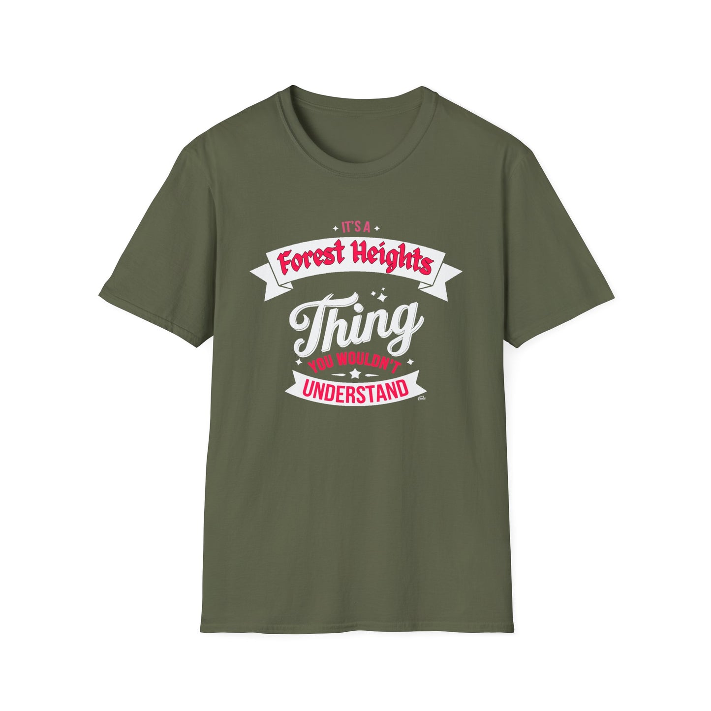 Forest Heights THING T-Shirt, Softstyle Graphic Tee, Unisex Casual Wear, Support'n Locals Merch, Gift for Community Lovers, c03-n03-s003