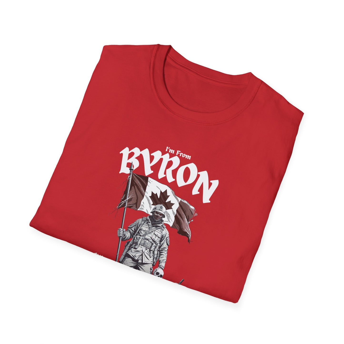 Byron Underestimate Guy T-Shirt, c02-n02-s002 Softstyle Graphic Tee, Unisex Casual Wear, Support'n Locals Merch, Gift for Community Lovers.