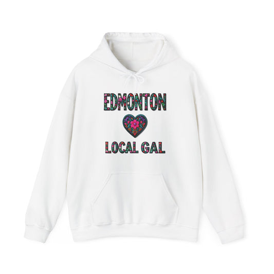 Edmonton Local Gal Flower c12-n00-hs005, Hooded Sweatshirt - c13-n00-hs006 Unisex Heavy Blend™ Pullover, Casual Hoodie for Every Day, Gift for Friends, Support'n Locals -Local Pride Apparel Support Your Community