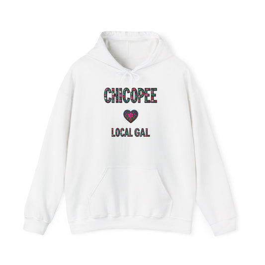 Chicopee Local Gal Flower c03-n01-hs005, Hooded Sweatshirt -  Unisex Heavy Blend™ Pullover, Casual Hoodie for Every Day, Gift for Friends, Support'n Locals -Local Pride Apparel Support Your Community