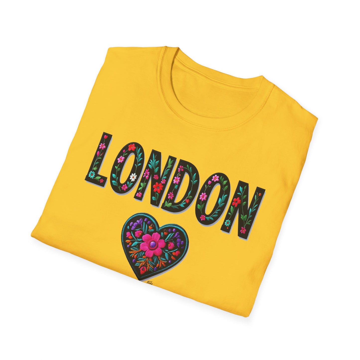 London Local Gal Flower-Heart T-Shirt, c02-n00-s005 Softstyle Graphic Tee, Unisex Casual Wear, Support Local Merch, Gift for Community Lovers, Finkz WINDSOR