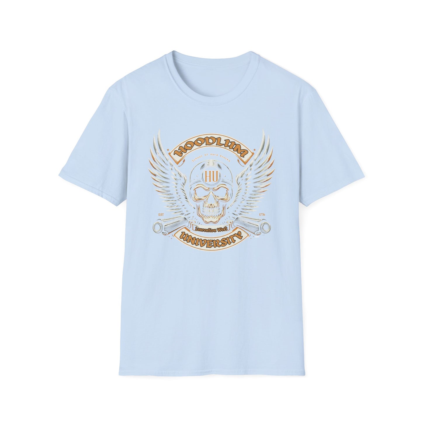 Laurentian West Hoodlum University Wings T-Shirt, Softstyle Graphic Tee, Unisex Casual Wear, Support'n Locals Merch, Gift for Community Lovers, c03-n07-s004