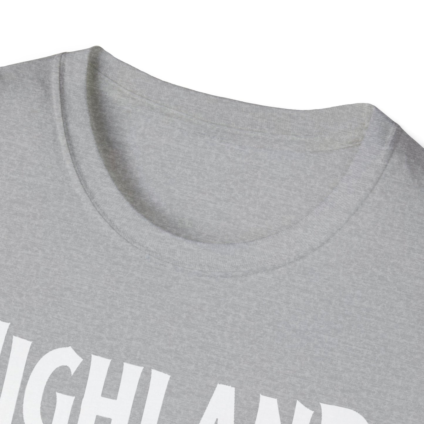 Highland Hardcore Rep'n White Leaf T-Shirt, c02-n05-s007 Softstyle Graphic Tee, Unisex Casual Wear, Support'n Locals Merch, Gift for Community Lovers.