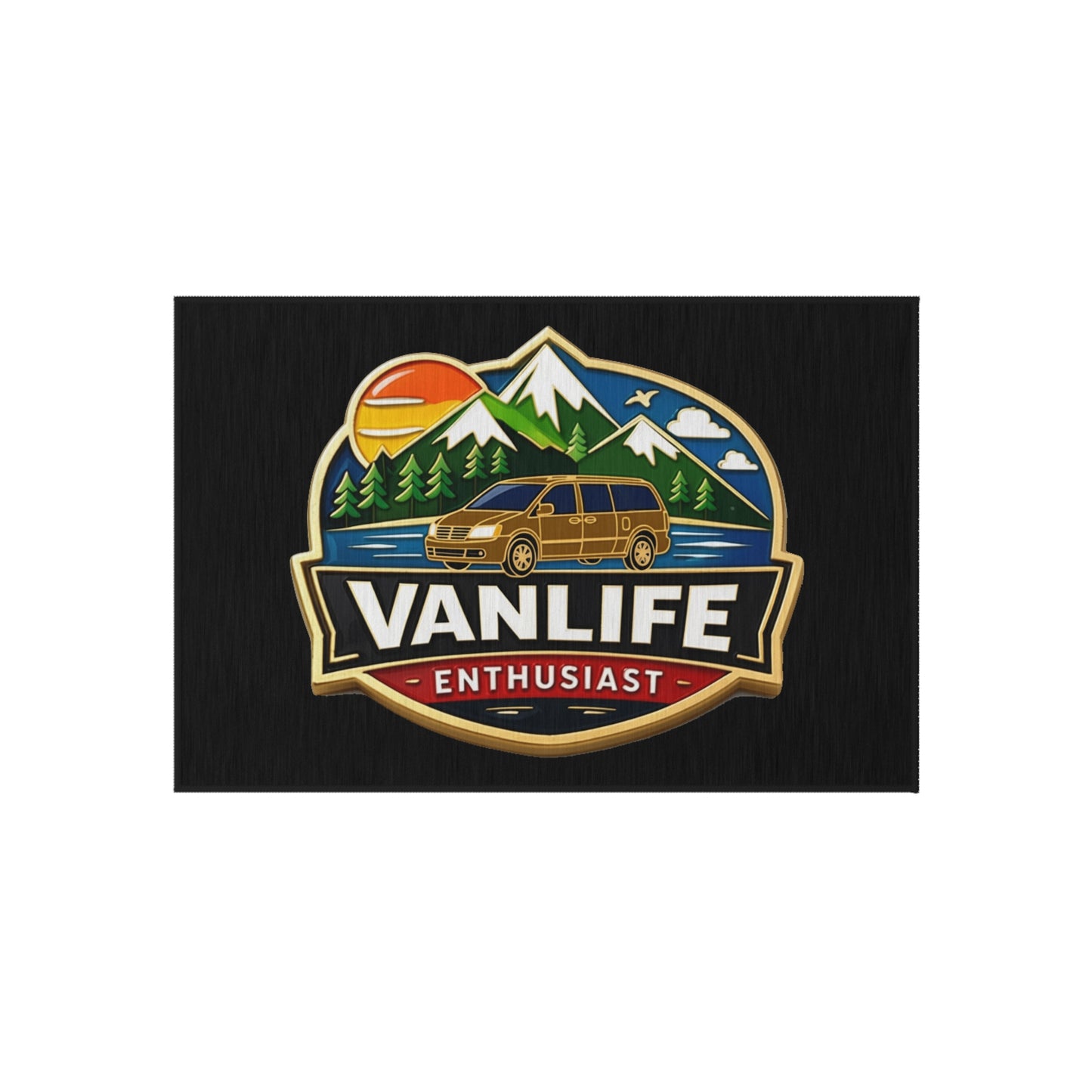 Vanlife Enthusiast Outdoor Rug — Camping Van Adventure Doormat