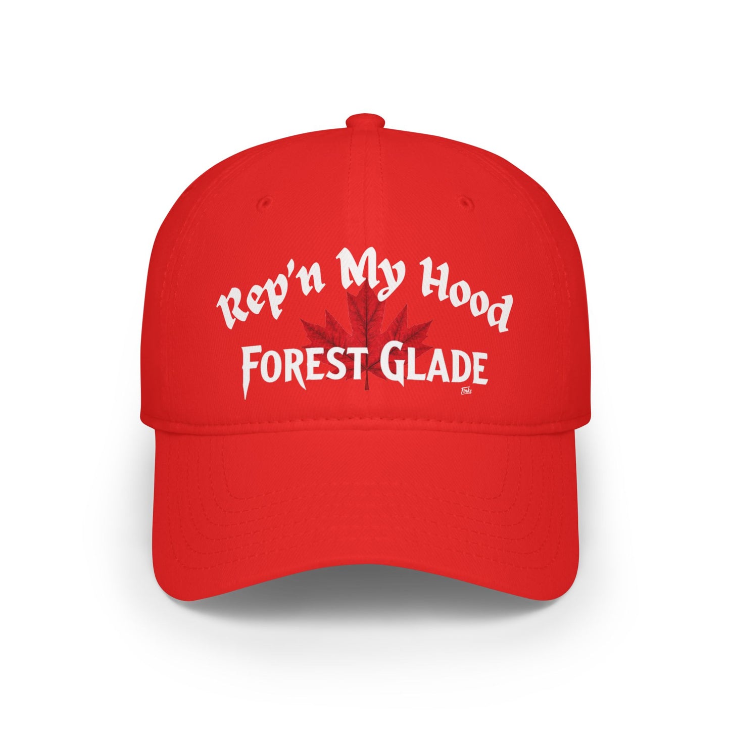 FOREST GLADE Rep'n  BIG LEAF Low Profile Baseball Cap - Red Hat for Community Lovers
