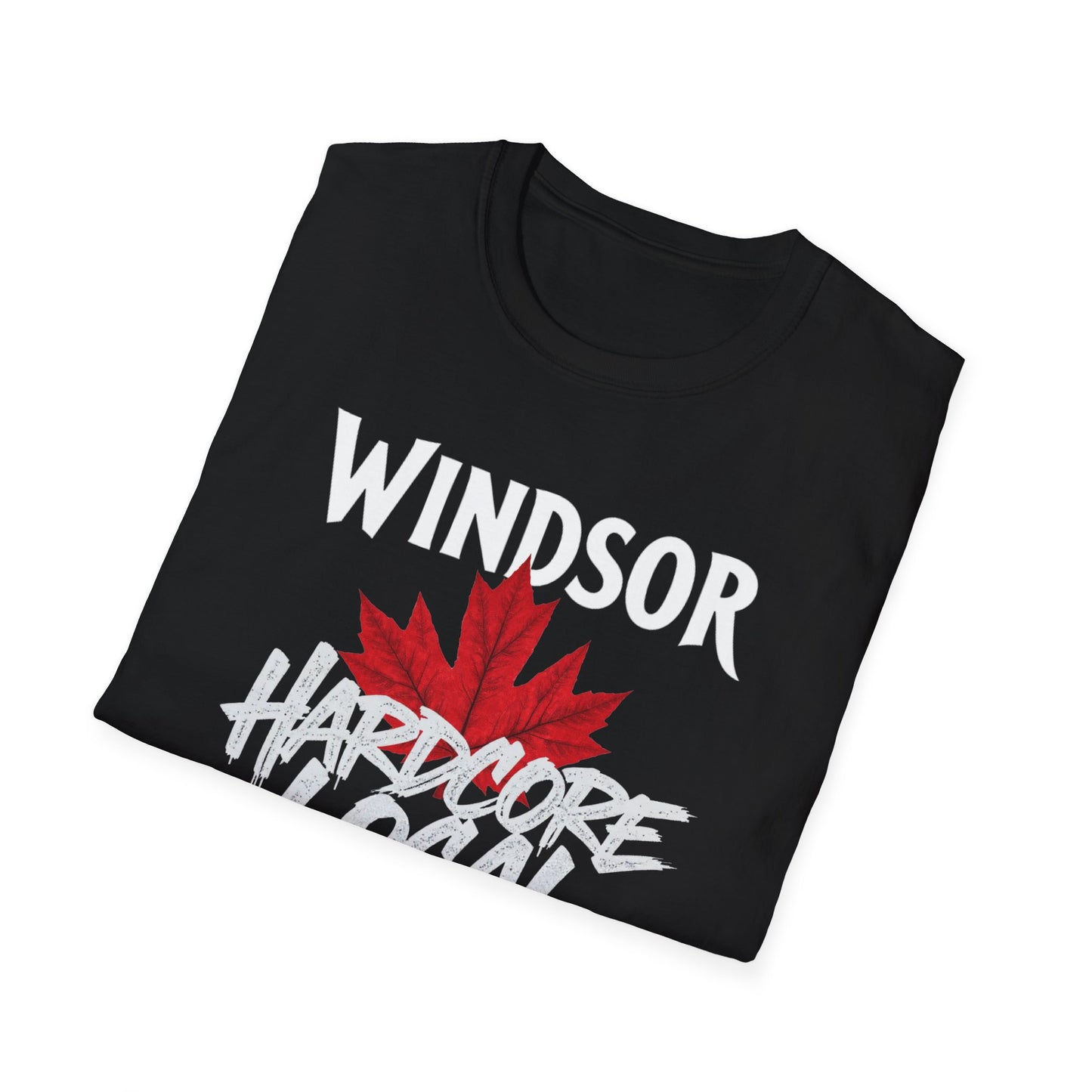 Windsor Hardcore Local, We Support Our Own,  Red Leaf 2 T-Shirt, Softstyle Graphic Tee, Unisex Casual Wear, Support Local Merch, Gift for Community Lovers