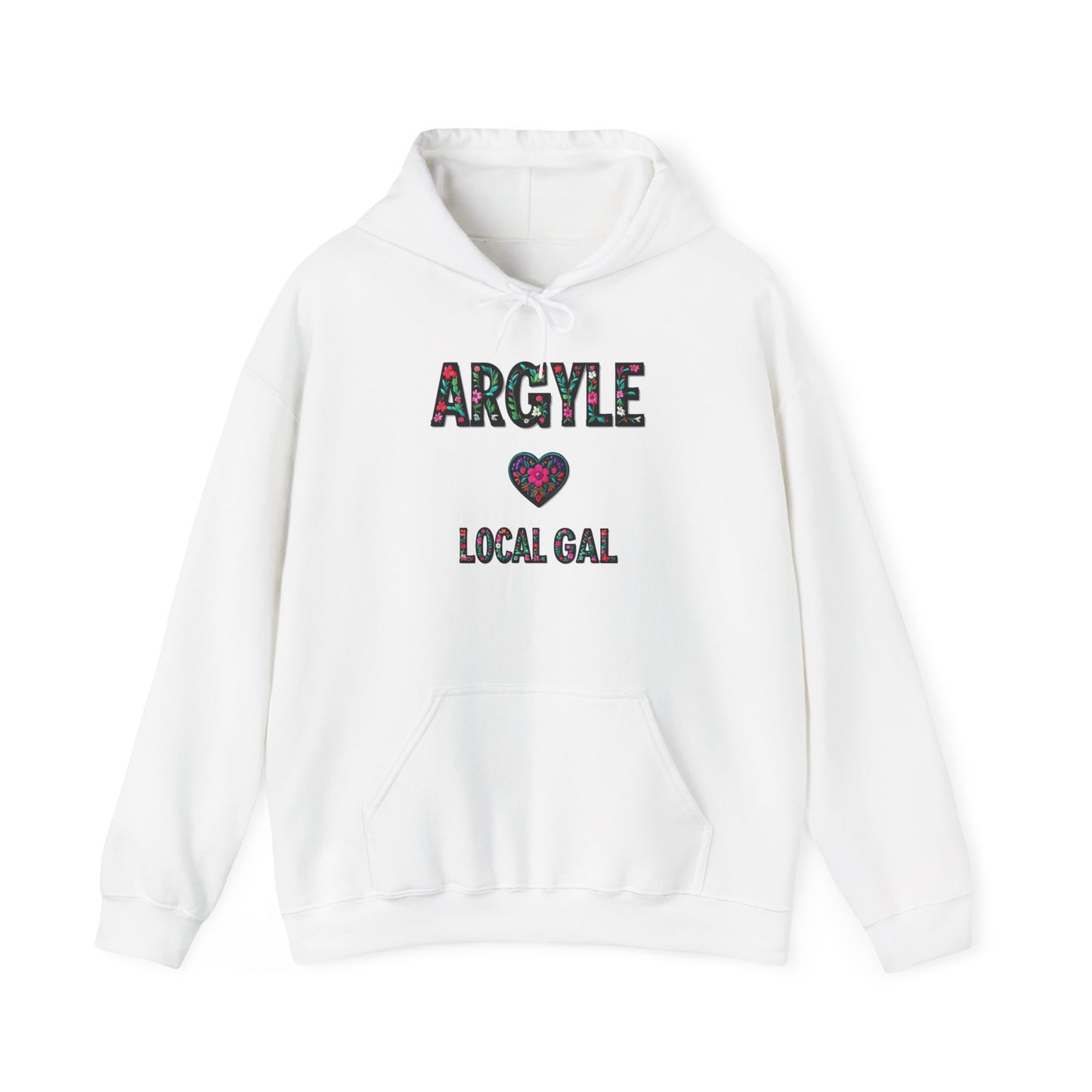 Argyle Local Gal Flower c02-n01-hs005, Hooded Sweatshirt -  Unisex Heavy Blend™ Pullover, Casual Hoodie for Every Day, Gift for Friends, Support'n Locals -Local Pride Apparel Support Your Community