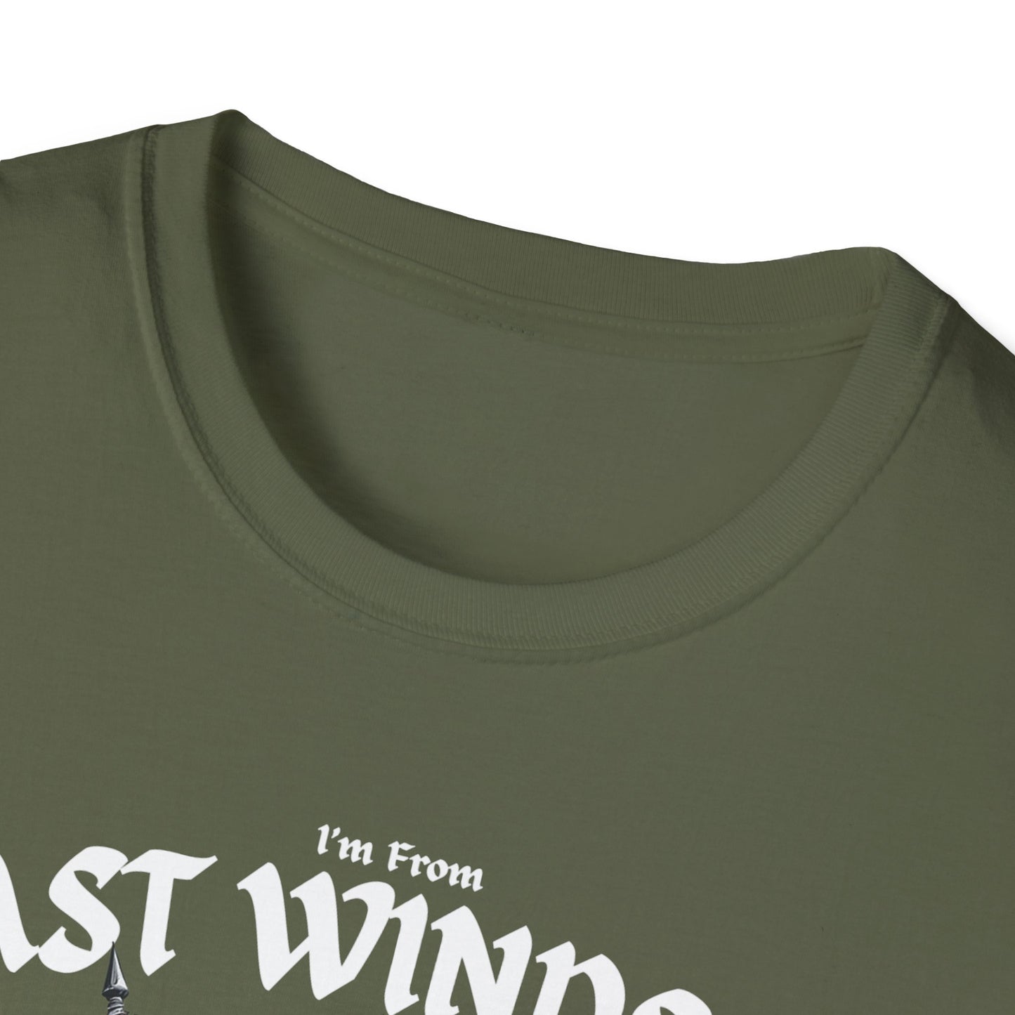 East Windsor Underestimate Guy T-Shirt, c01-n02-s002 Softstyle Graphic Tee, Unisex Casual Wear, Support'n Locals Merch, Gift for Community Lovers.