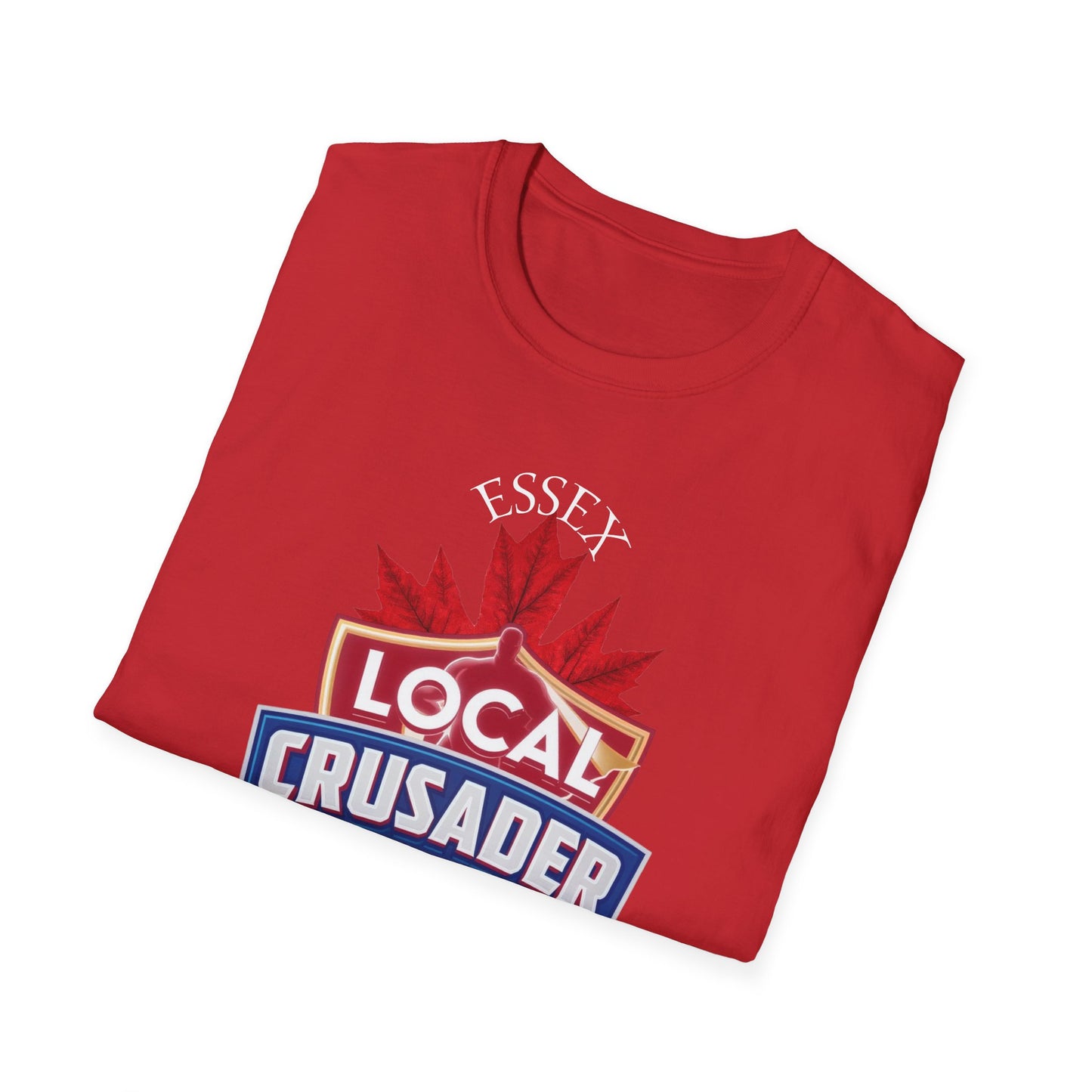 ESSEX Local Crusader, 1 Leaf, I Support Locals T-Shirt, Softstyle Graphic Tee, Unisex Casual Wear, Support Local Merch, Gift for Community Lovers, Finkz Windsor
