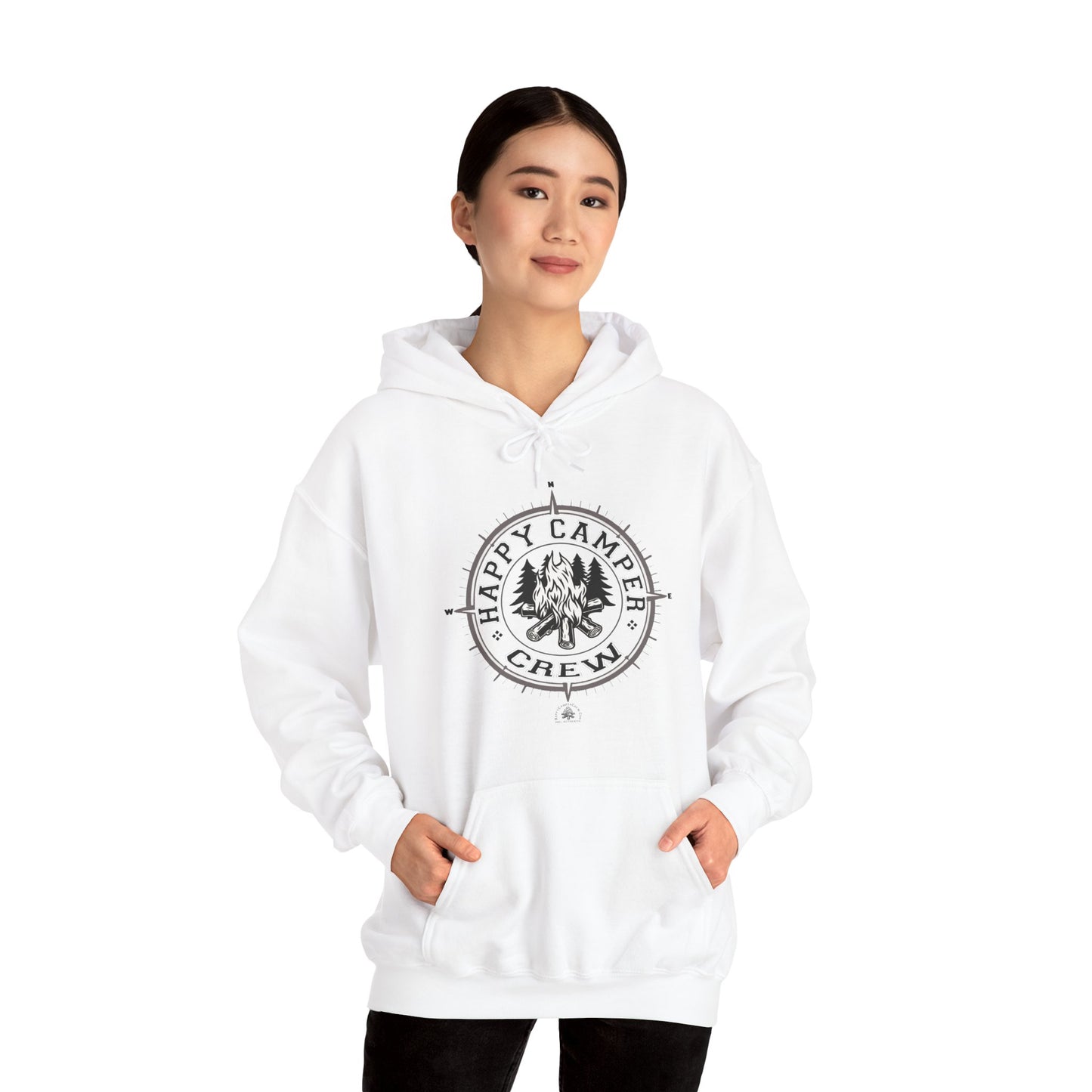 Happy Camper Crew Hoodie | HappyCamperCrew.Com 100% Authentic | Cozy Camping Hoodie | Unisex Hooded Sweatshirt for Nature Lovers, Casual Wear, Gift for Him/Her, Outdoor Adventures, Cozy Days & Warm Nights by the Campfire