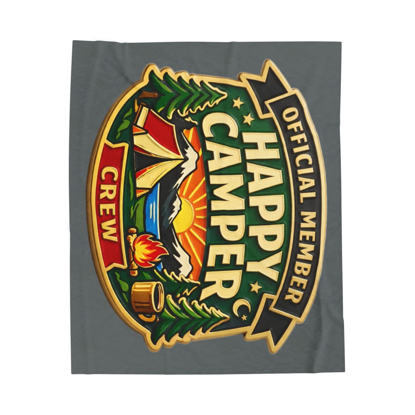 Blanket short side - Official Member* Happy Camper Crew Velveteen Plush Blanket — "happycampercrew.com other" Mountain Camper Throw