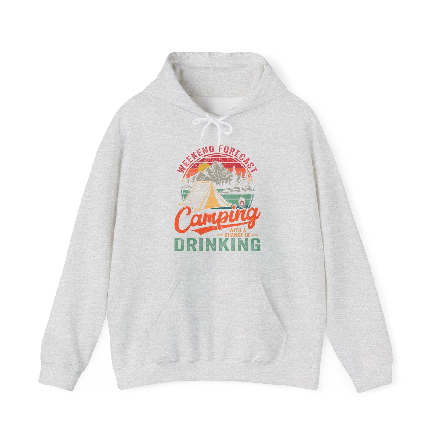 Weekend Forcast Hoodie | HappyCamperCrew.Com 100% Authentic | Cozy Camping Hoodie | Unisex Hooded Sweatshirt for Nature Lovers, Casual Wear, Gift for Him/Her, Outdoor Adventures, Cozy Days & Warm Nights by the Campfire