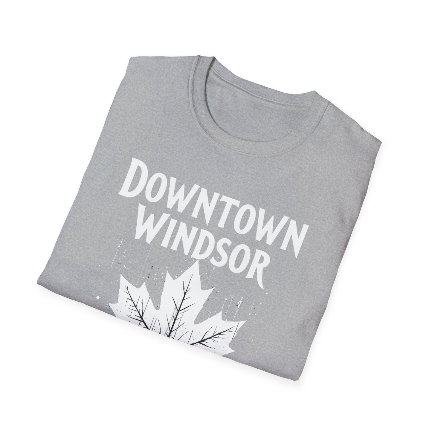 DOWNTOWN WINDSOR, We Support Our Own 2, Hardcore Local White Leaf T-Shirt, Softstyle Graphic Tee, Unisex Casual Wear, Support Local Merch, Gift for Community Lovers Finkz Windsor