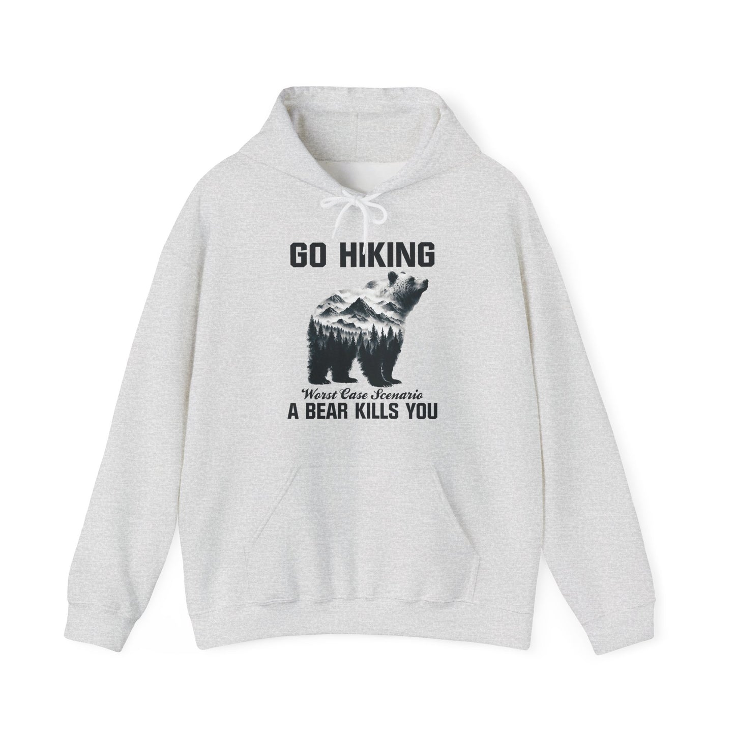 Go Hiking - Worst Case Hoodie | HappyCamperCrew.Com 100% Authentic | Cozy Camping Hoodie | Unisex Hooded Sweatshirt for Nature Lovers, Casual Wear, Gift for Him/Her, Outdoor Adventures, Cozy Days & Warm Nights by the Campfire
