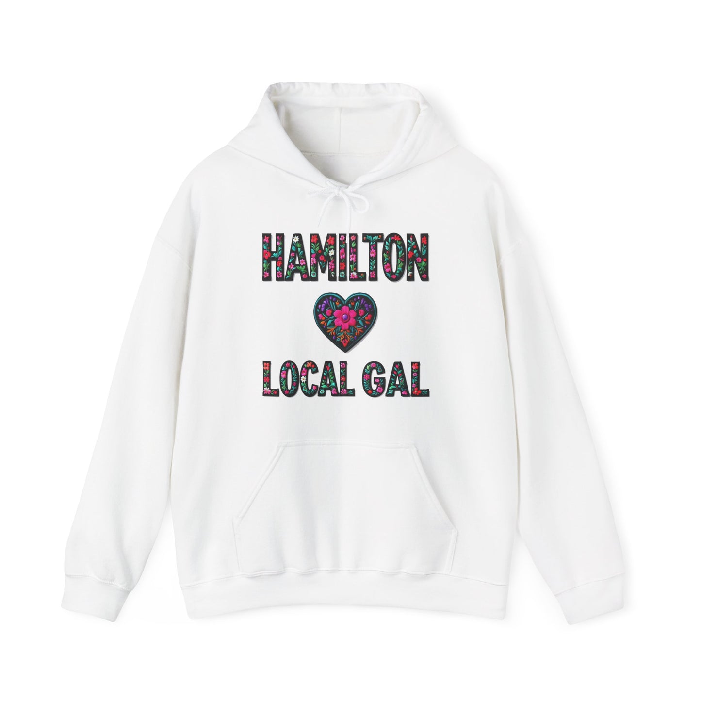 Hamilton Local Gal Flower c04-n00-hs005, Hooded Sweatshirt - Unisex Heavy Blend™ Pullover, Casual Hoodie for Every Day, Gift for Friends, Support'n Locals -Local Pride Apparel Support Your Community