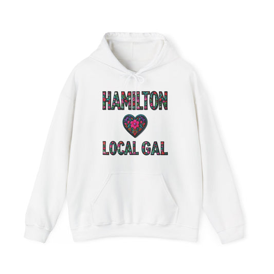 Hamilton Local Gal Flower c04-n00-hs005, Hooded Sweatshirt - Unisex Heavy Blend™ Pullover, Casual Hoodie for Every Day, Gift for Friends, Support'n Locals -Local Pride Apparel Support Your Community