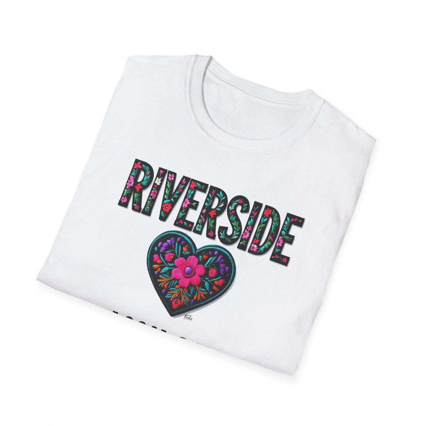 RIVERSIDE Local Gal Flower-Heart T-Shirt, Softstyle Graphic Tee, Unisex Casual Wear, Support Local Merch, Gift for Community Lovers, Finkz WINDSOR
