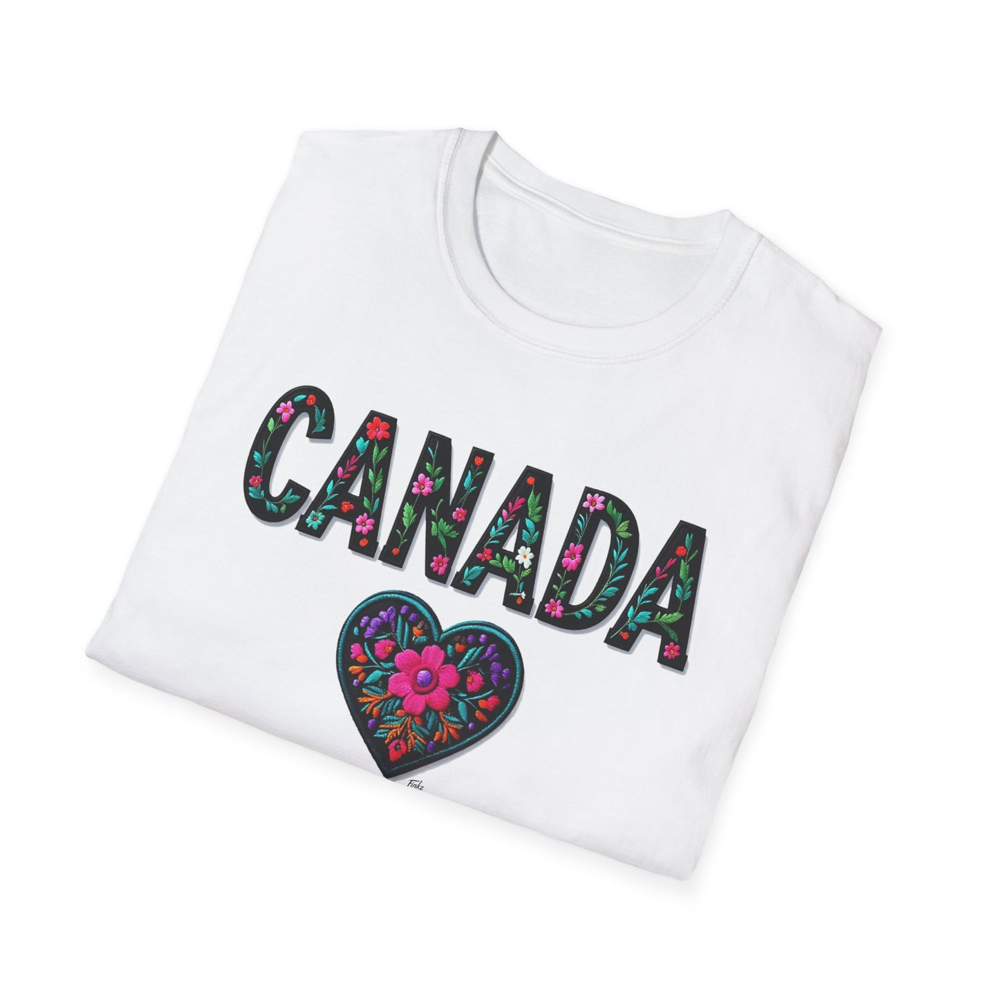 Canada Local Gal Flower-Heart T-Shirt, c00-n00-s005 Softstyle Graphic Tee, Unisex Casual Wear, Support Local Merch, Gift for Community Lovers, Finkz WINDSOR