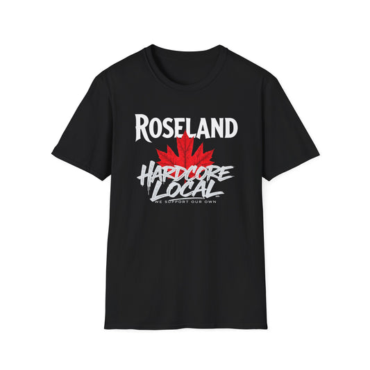 ROSELAND Hardcore Local, We Support Our Own,  Red Leaf 3 T-Shirt, Softstyle Graphic Tee, Unisex Casual Wear, Support Local Merch, Gift for Community Lovers, FINKZ WINDSOR
