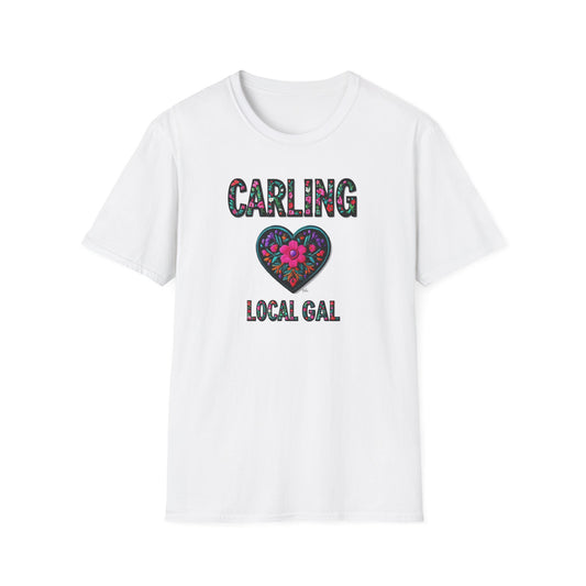 Carling Local Gal Flower-Heart T-Shirt, c02-n03-s05  Softstyle Graphic Tee, Unisex Casual Wear, Support Local Merch, Gift for Community Lovers, Finkz WINDSOR
