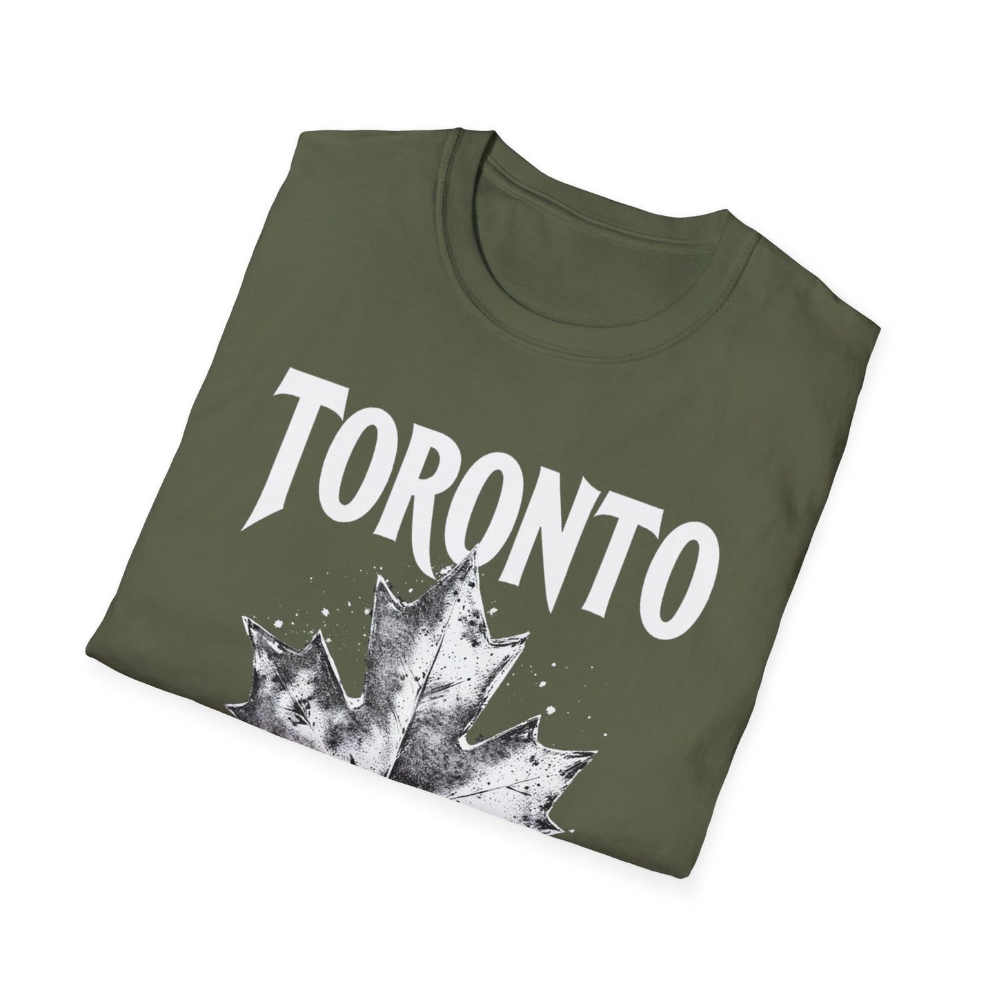 Toronto Hardcore Rep'n White Leaf T-Shirt, c006-n00-s007 Softstyle Graphic Tee, Unisex Casual Wear, Support'n Locals Merch, Gift for Community Lovers.