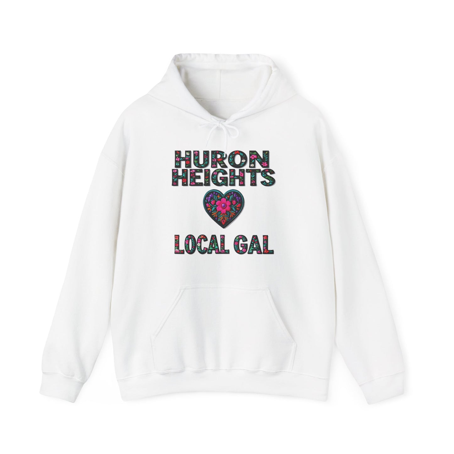 Huron Heights Local Gal Flower c02-n01-hs005, Hooded Sweatshirt - Unisex Heavy Blend™ Pullover, Casual Hoodie for Every Day, Gift for Friends, Support'n Locals -Local Pride Apparel Support Your Community
