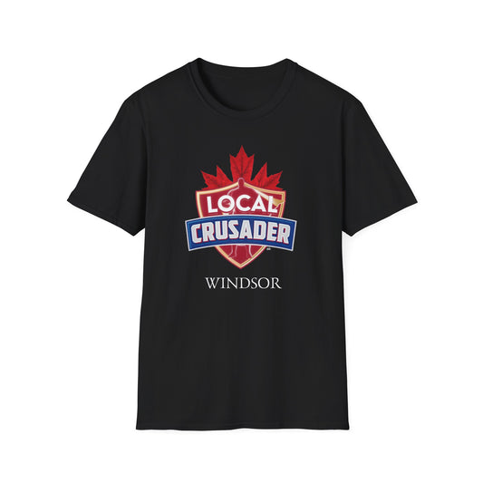 Windsor Local Crusader, Leaf, I Support Locals T-Shirt, Softstyle Graphic Tee, Unisex Casual Wear, Support Local Merch, Gift for Community Lovers, Finkz