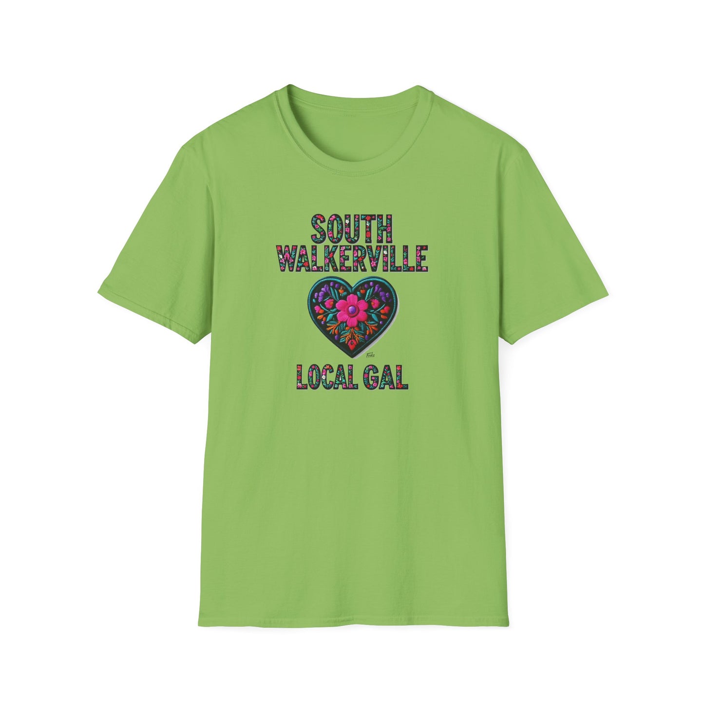 SOUTH WALKERVILLE Local Gal Flower-Heart T-Shirt, Softstyle Graphic Tee, Unisex Casual Wear, Support Local Merch, Gift for Community Lovers, Finkz WINDSOR