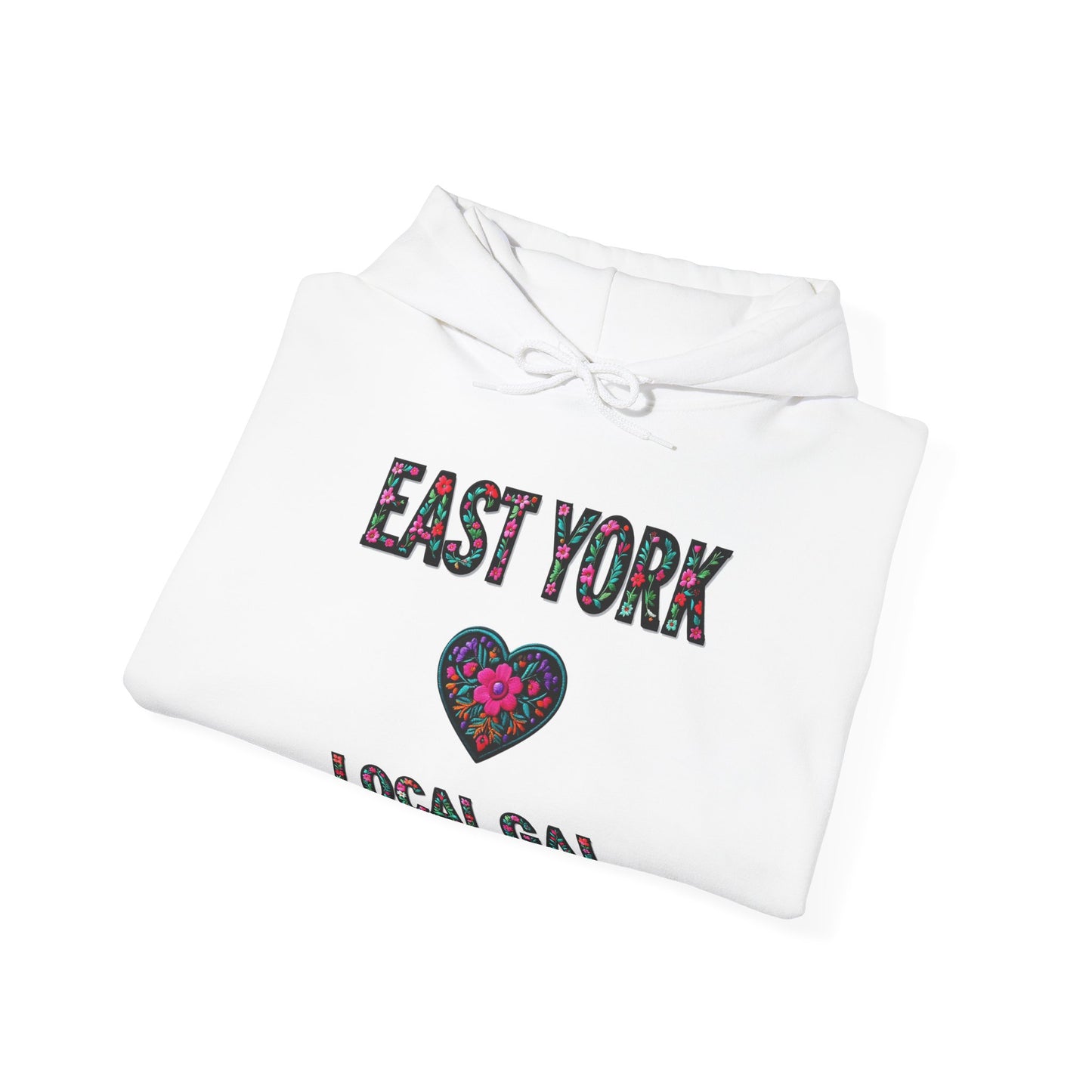 East York Local Gal Flower c06-n02-hs005, Hooded Sweatshirt -  Unisex Heavy Blend™ Pullover, Casual Hoodie for Every Day, Gift for Friends, Support'n Locals -Local Pride Apparel Support Your Community