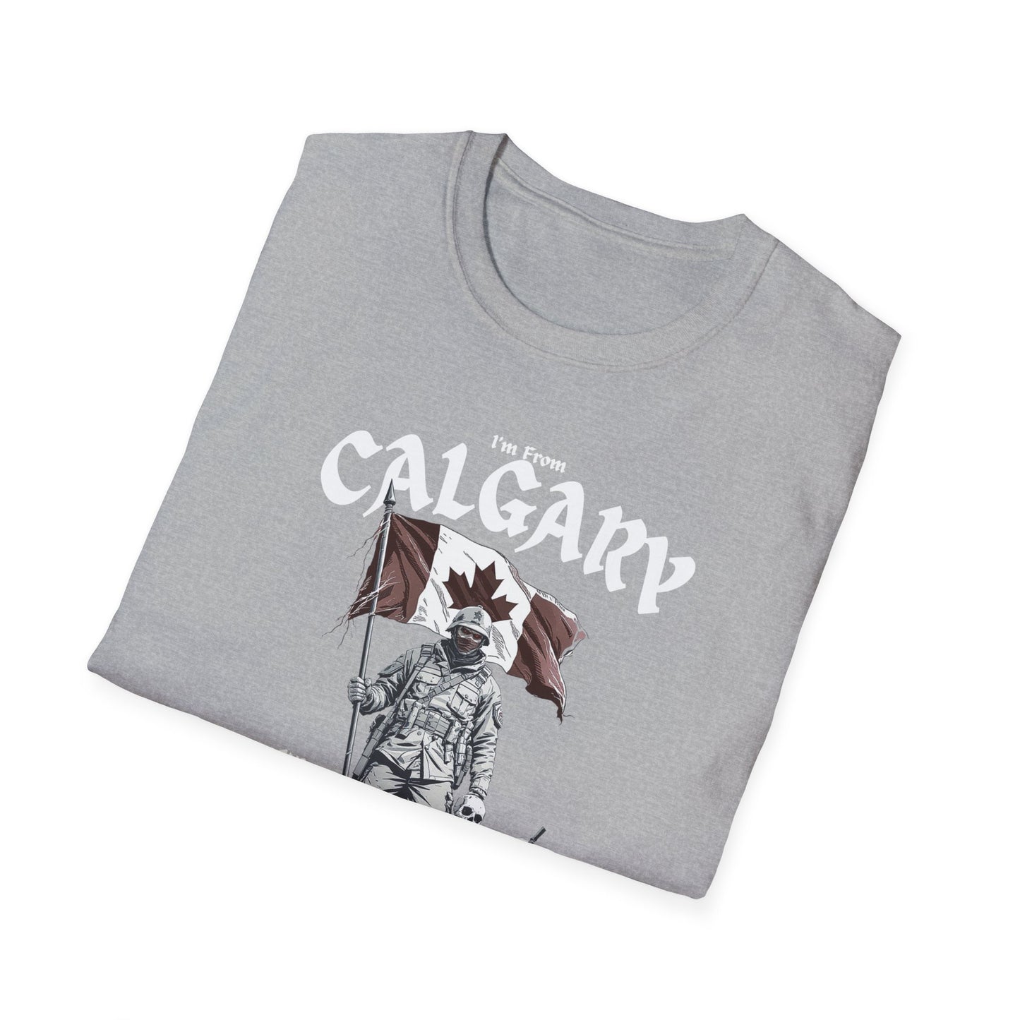 Calgary Underestimate Guy T-Shirt, c11-n00-s002 Softstyle Graphic Tee, Unisex Casual Wear, Support'n Locals Merch, Gift for Community Lovers.