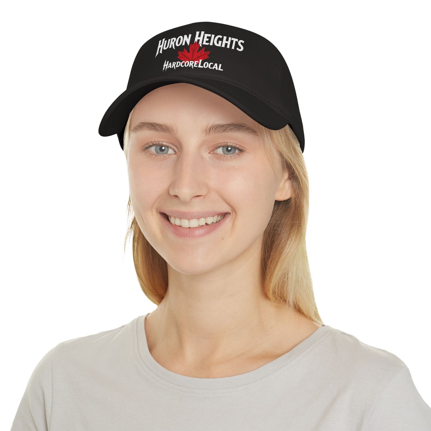 Huron Heights HARDCORE LOCAL Red LEAF Low Profile Baseball Cap - Hat for Community Lovers
