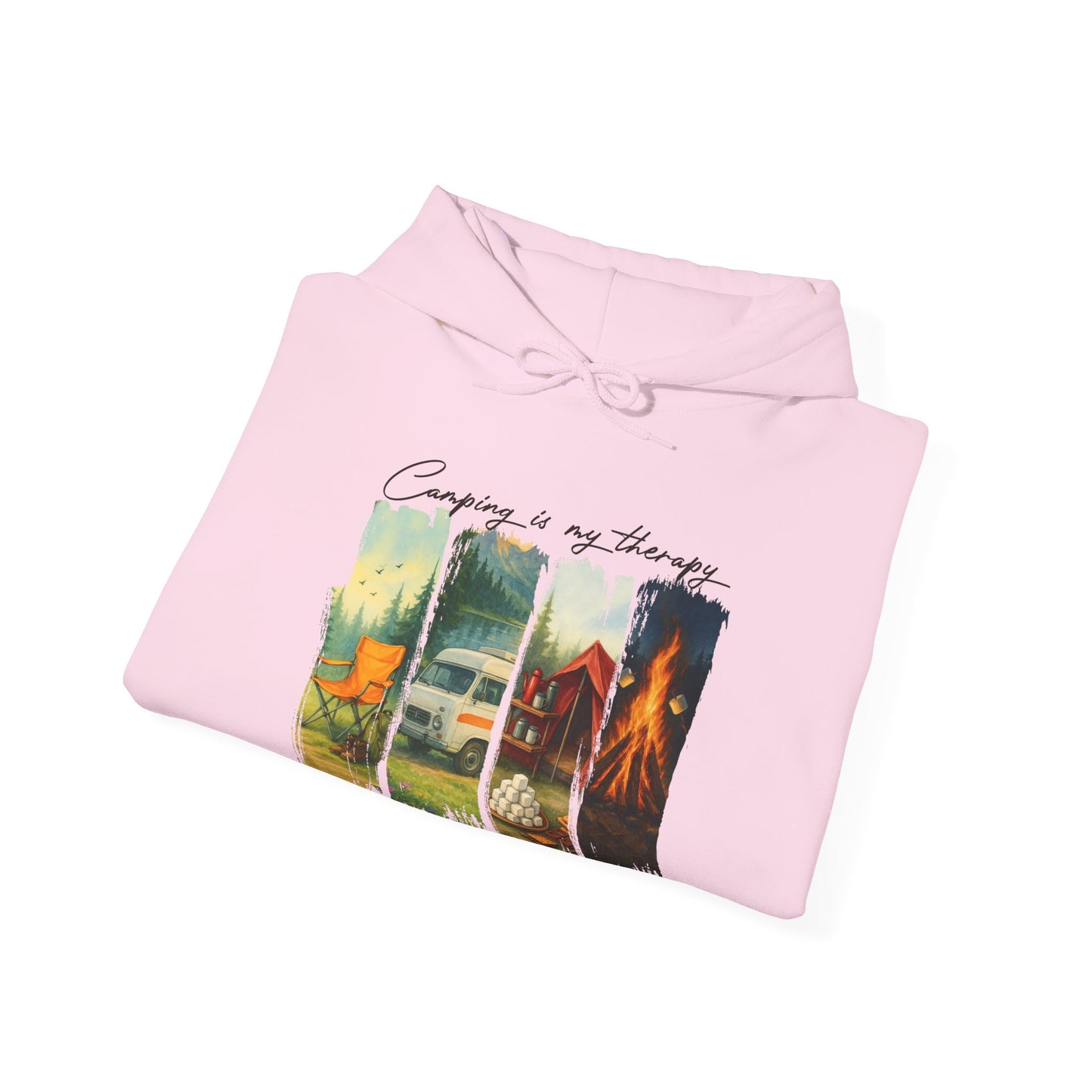 Camping is My Therapy Hoodie | HappyCamperCrew.Com 100% Authentic | Cozy Camping Hoodie | Unisex Hooded Sweatshirt for Nature Lovers, Casual Wear, Gift for Him/Her, Outdoor Adventures, Cozy Days & Warm Nights by the Campfire