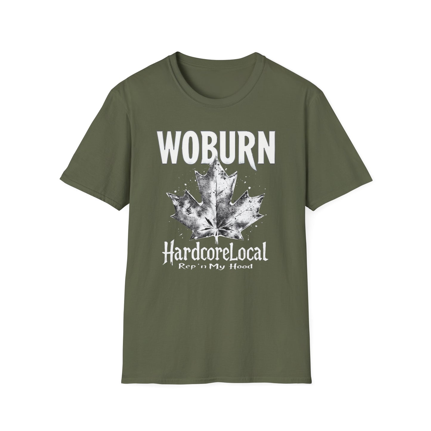 Walburn Hardcore Rep'n White Leaf T-Shirt, c06-n06-s007 Softstyle Graphic Tee, Unisex Casual Wear, Support'n Locals Merch, Gift for Community Lovers.