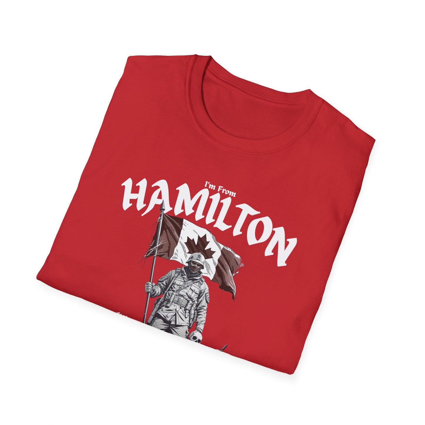 Hamilton Underestimate Guy T-Shirt, c04-n00-s002 Softstyle Graphic Tee, Unisex Casual Wear, Support'n Locals Merch, Gift for Community Lovers.