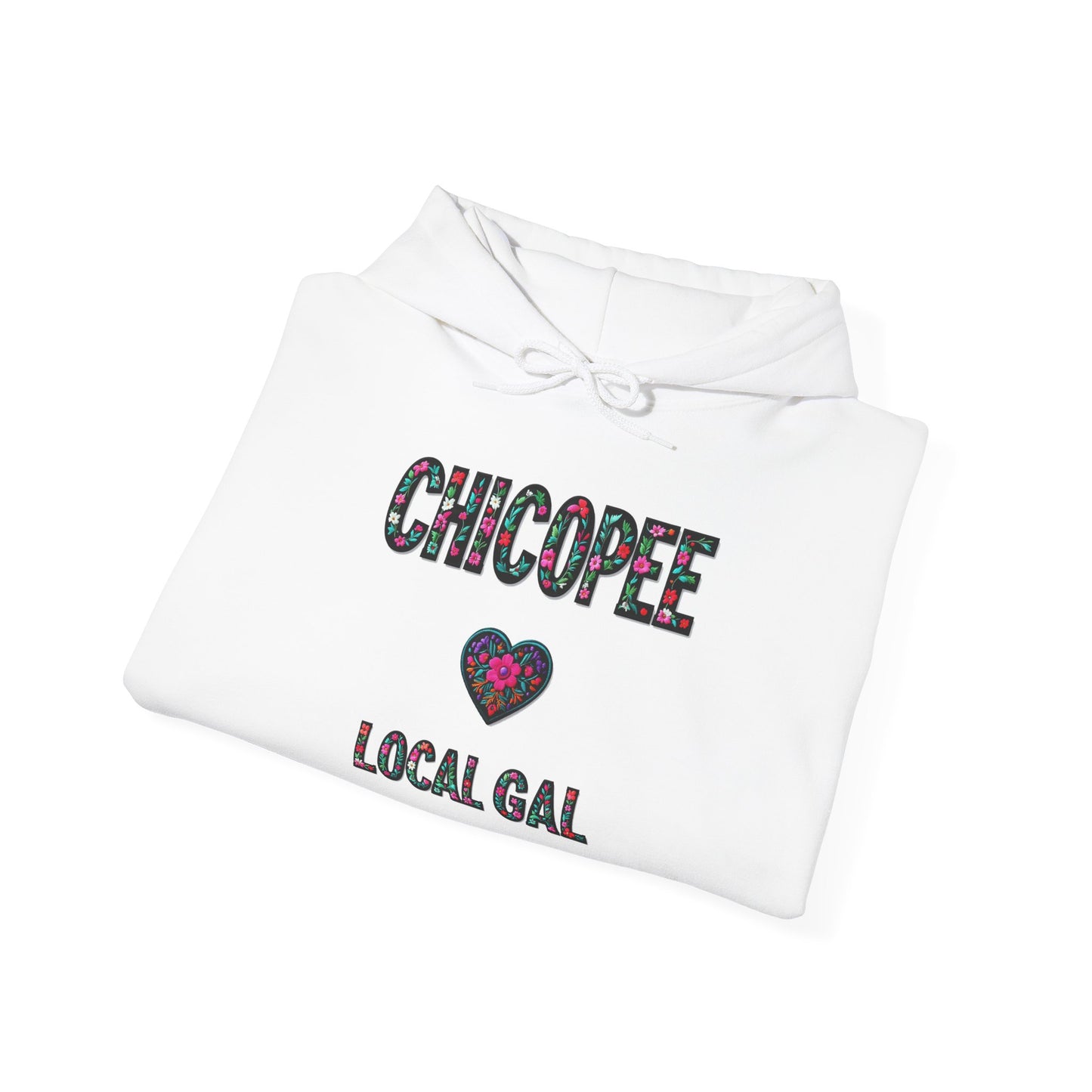 Chicopee Local Gal Flower c03-n01-hs005, Hooded Sweatshirt -  Unisex Heavy Blend™ Pullover, Casual Hoodie for Every Day, Gift for Friends, Support'n Locals -Local Pride Apparel Support Your Community