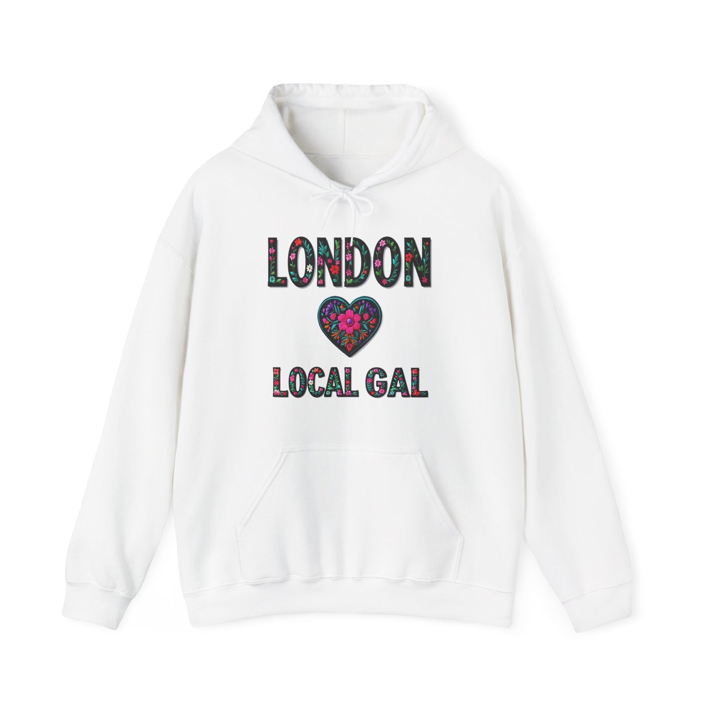 London Local Gal Flower c02-n00-hs005, Hooded Sweatshirt -  Unisex Heavy Blend™ Pullover, Casual Hoodie for Every Day, Gift for Friends, Support'n Locals -Local Pride Apparel Support Your Community