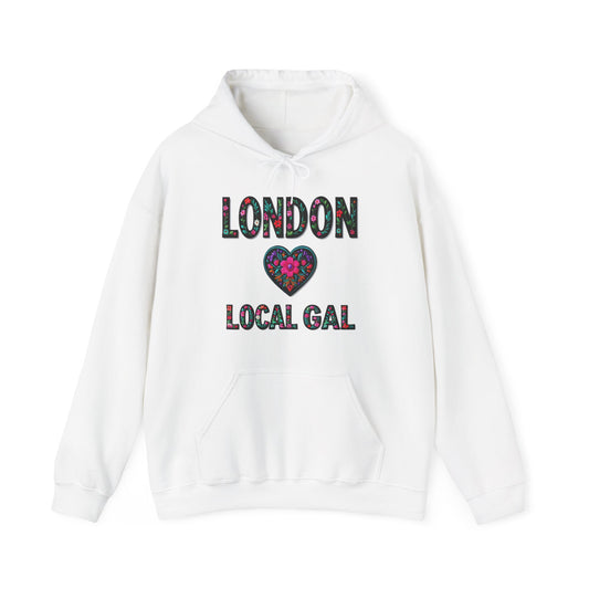 London Local Gal Flower c02-n00-hs005, Hooded Sweatshirt -  Unisex Heavy Blend™ Pullover, Casual Hoodie for Every Day, Gift for Friends, Support'n Locals -Local Pride Apparel Support Your Community