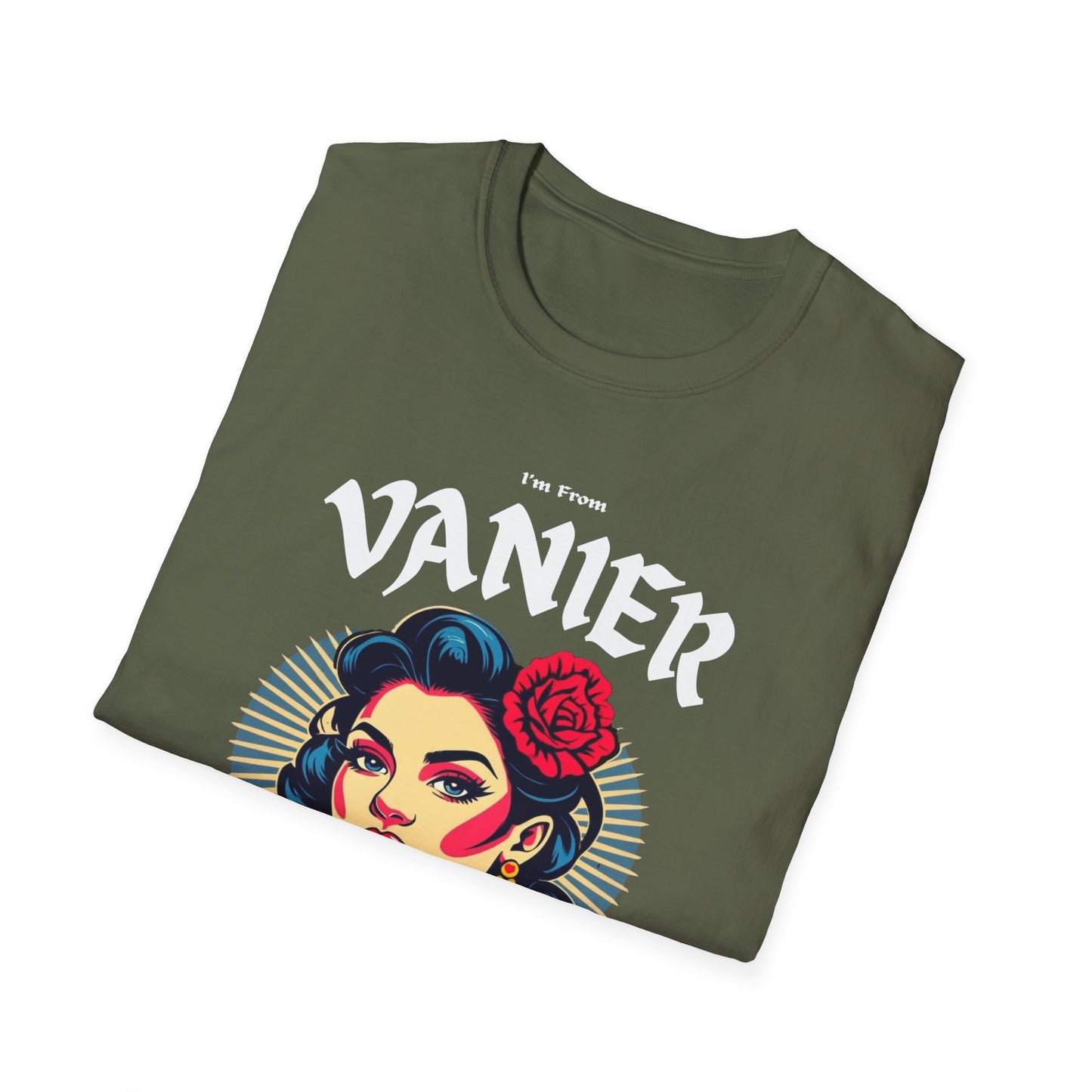 Vanier Underestimate Gal T-Shirt, c03-n09-s001 Softstyle Graphic Tee, Unisex Casual Wear, Support'n Locals Merch, Gift for Community Lovers.