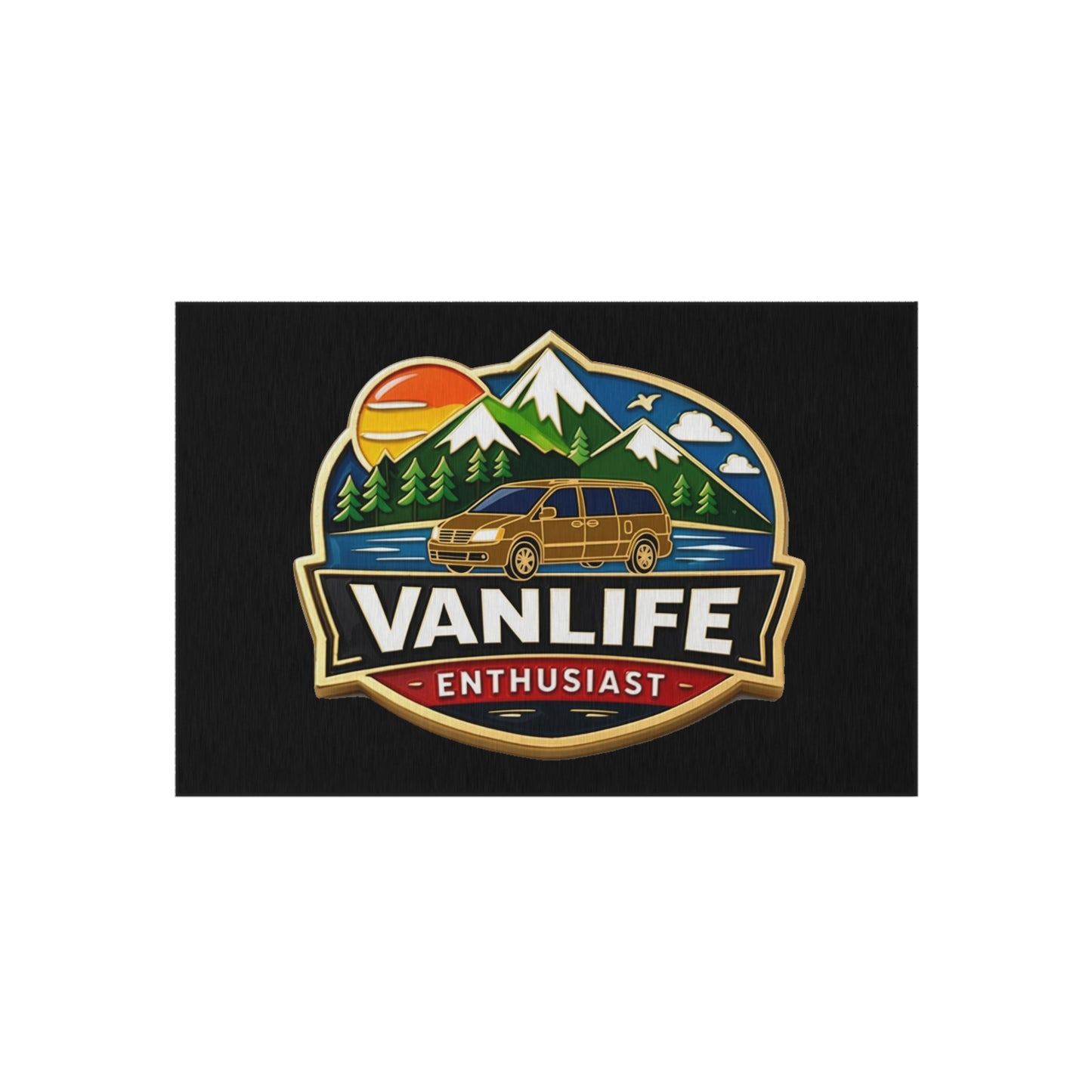 Vanlife Enthusiast Outdoor Rug — Camping Van Adventure Doormat
