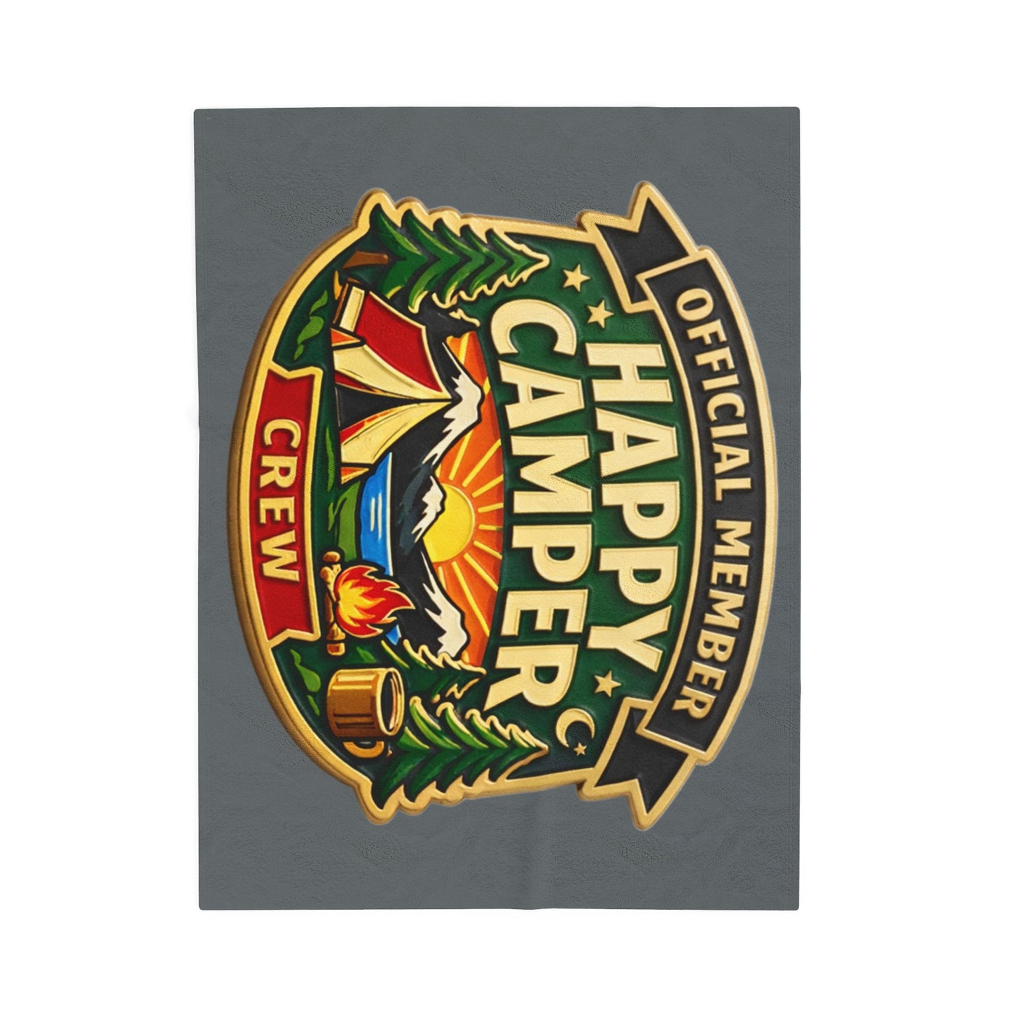 Blanket short side - Official Member* Happy Camper Crew Velveteen Plush Blanket — "happycampercrew.com other" Mountain Camper Throw