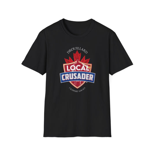 DROUILLARD Local Crusader, 1 Leaf, I Support Locals T-Shirt, Softstyle Graphic Tee, Unisex Casual Wear, Support Local Merch, Gift for Community Lovers, Finkz Windsor