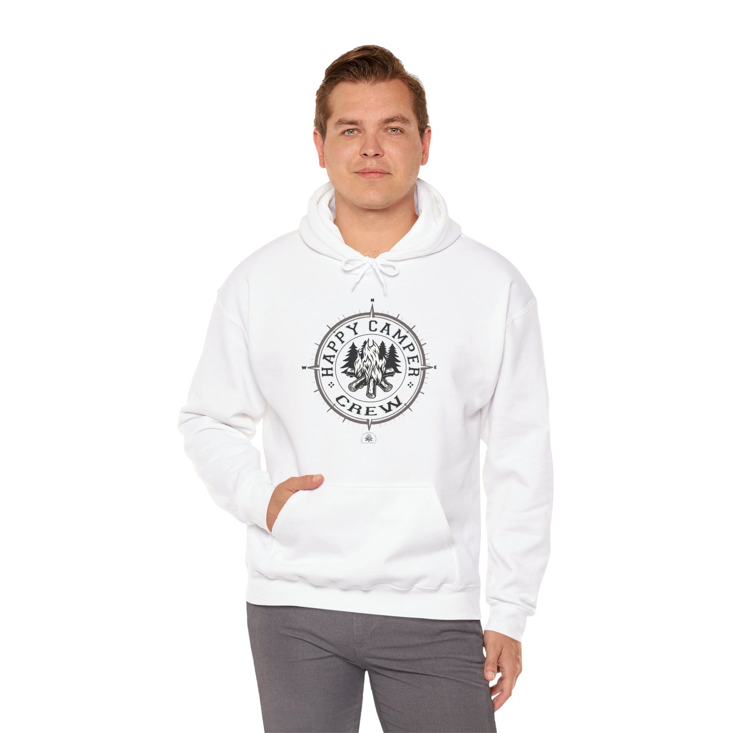 Happy Camper Crew Hoodie | HappyCamperCrew.Com 100% Authentic | Cozy Camping Hoodie | Unisex Hooded Sweatshirt for Nature Lovers, Casual Wear, Gift for Him/Her, Outdoor Adventures, Cozy Days & Warm Nights by the Campfire