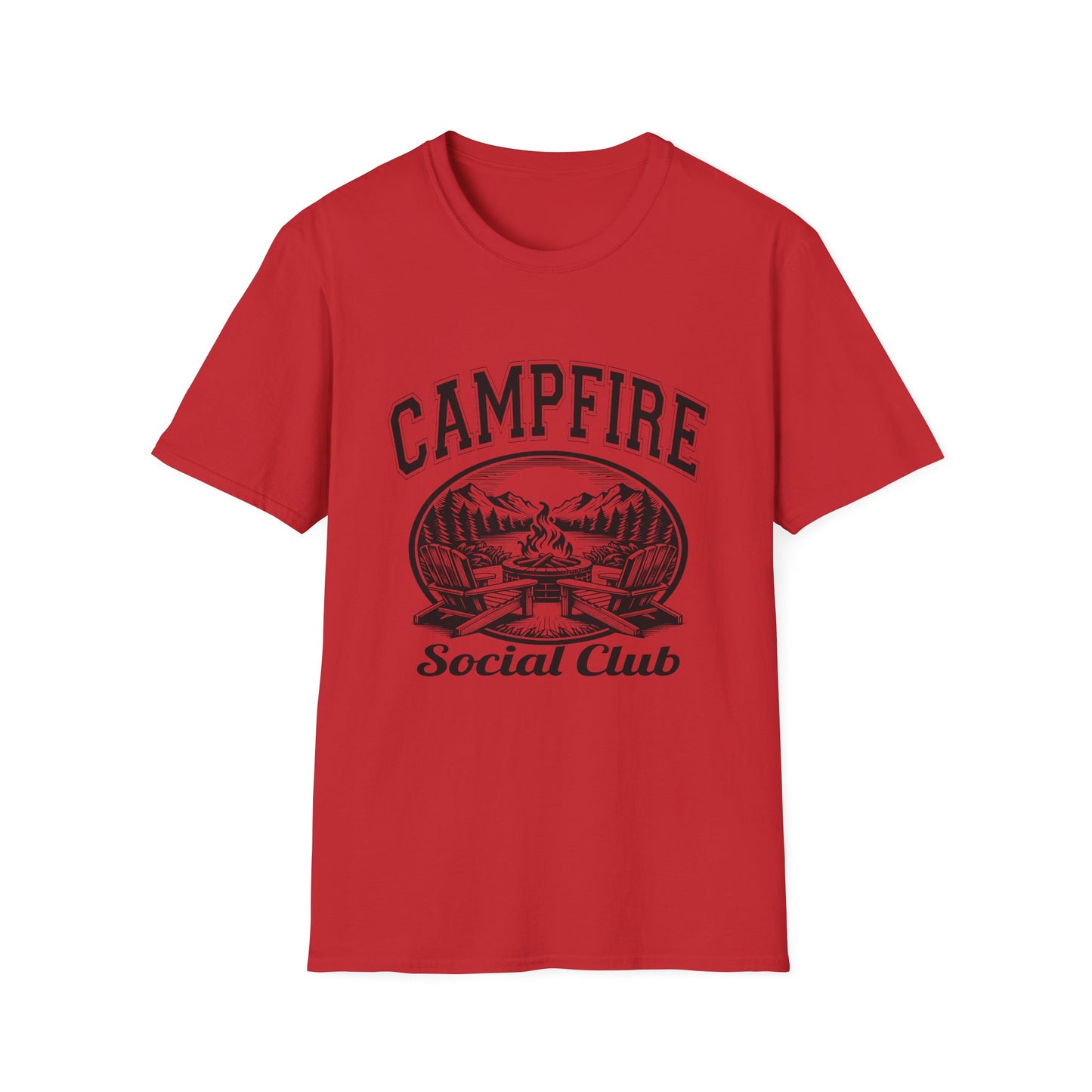 Campfire Social Club Chairs T-Shirt, c006-n06-s007 Softstyle Graphic Tee, Unisex Casual Wear, Support'n Locals Merch, Gift for Community Lovers.
