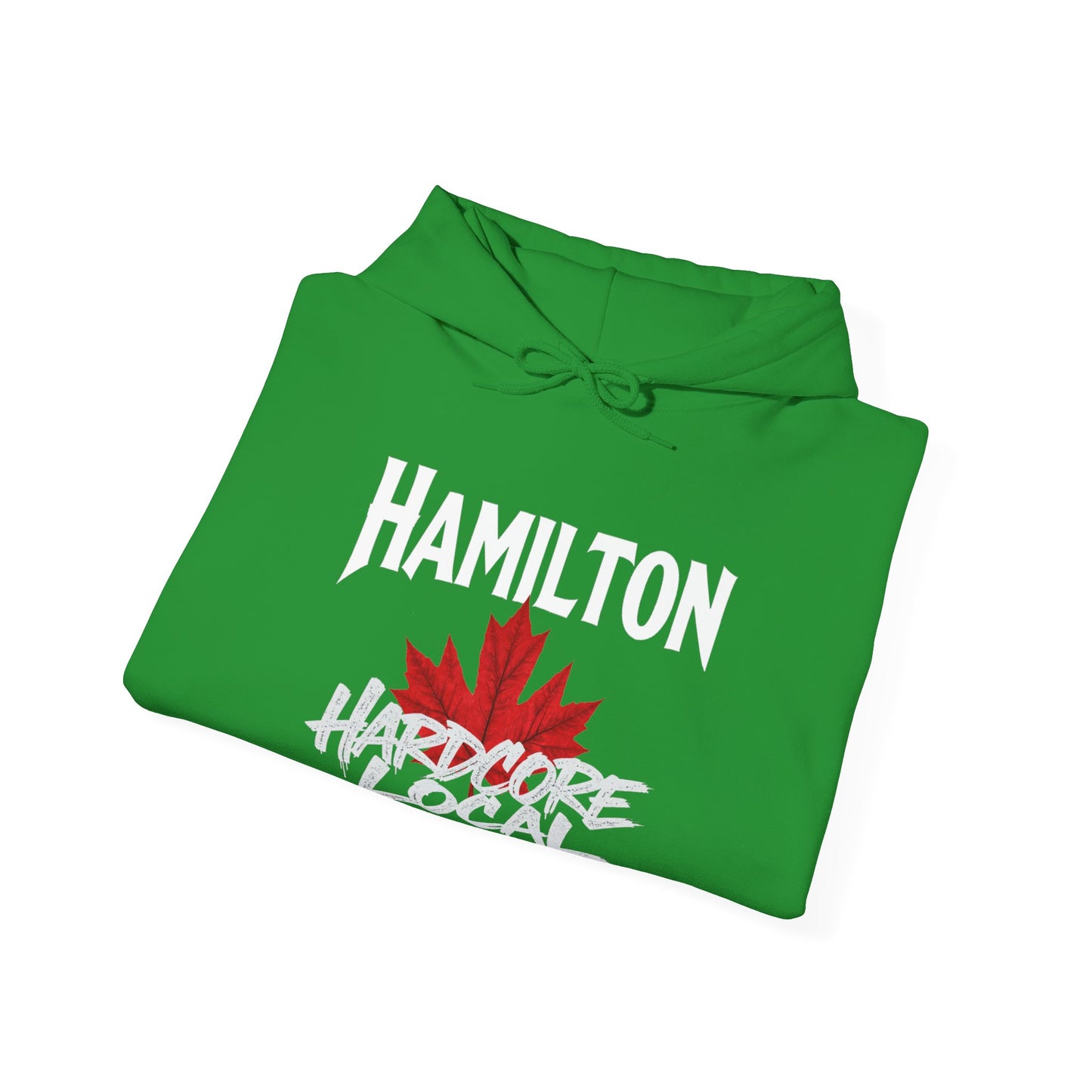 Hamilton HARDCORE LOCAL red leaf, Hooded Sweatshirt - c04-n00-hs006 Unisex Heavy Blend™ Pullover, Casual Hoodie for Every Day, Gift for Friends, Support'n Locals -Local Pride Apparel Support Your Community