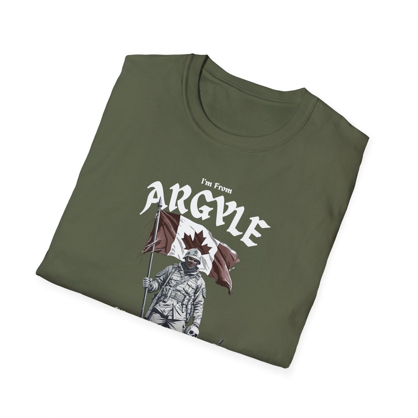 Argyle Underestimate Guy T-Shirt, c02-n01-s002 Softstyle Graphic Tee, Unisex Casual Wear, Support'n Locals Merch, Gift for Community Lovers.