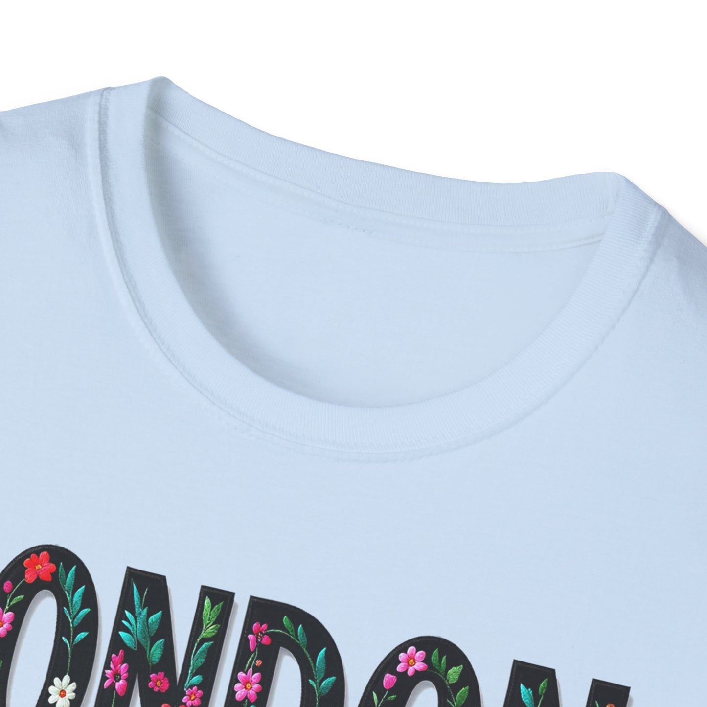 London Local Gal Flower-Heart T-Shirt, c02-n00-s005 Softstyle Graphic Tee, Unisex Casual Wear, Support Local Merch, Gift for Community Lovers, Finkz WINDSOR