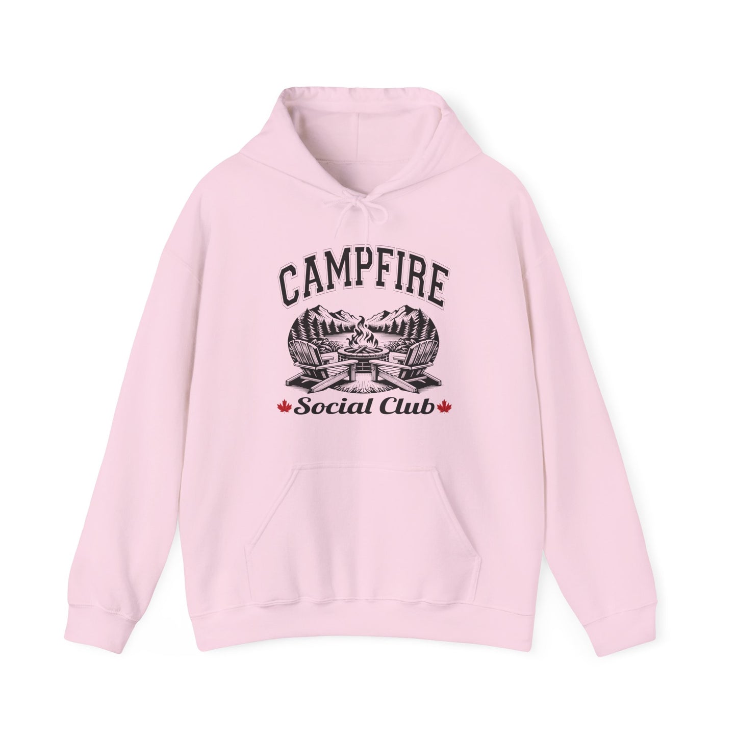 Campfire Social Club Hoodie | HappyCamperCrew.Com 100% Authentic | Cozy Camping Hoodie | Unisex Hooded Sweatshirt for Nature Lovers, Casual Wear, Gift for Him/Her, Outdoor Adventures, Cozy Days & Warm Nights by the Campfire
