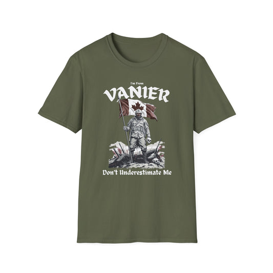 Vanier Underestimate Guy T-Shirt, c03-n09-s002 Softstyle Graphic Tee, Unisex Casual Wear, Support'n Locals Merch, Gift for Community Lovers.